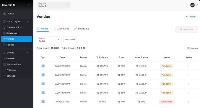 print da plataforma gerencia ai por dentro