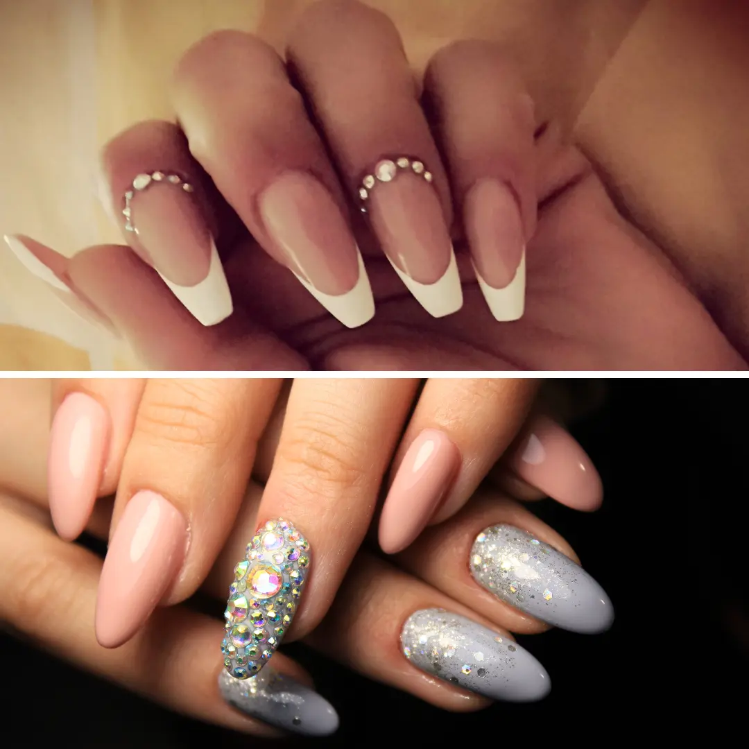 unhas com detalhes de giltter